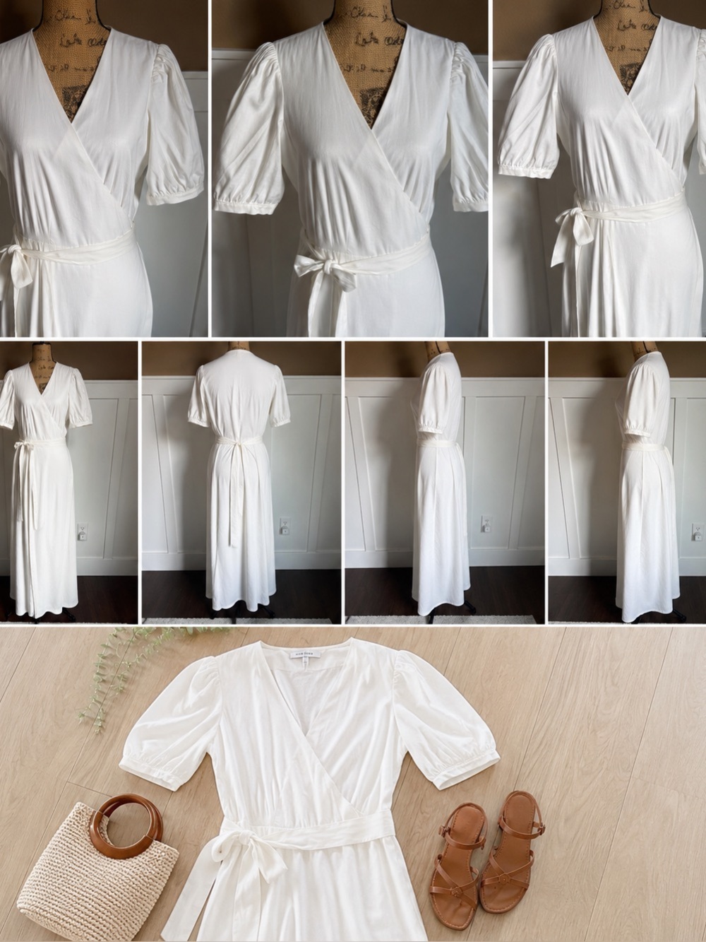 Reformation White Wrap Midi Dress XL NWT Cottagecore Capsule Cotton